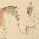 曹建濤 四尺三開《神駿圖》 獨具特色水墨人物畫家