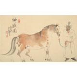 曹建濤 四尺三開《神駿圖》 獨具特色水墨人物畫家