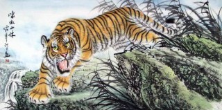 四尺國(guó)畫(huà)虎《虎嘯山林》