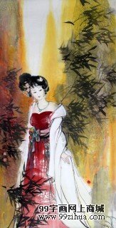 顏涵參展四尺仕女圖